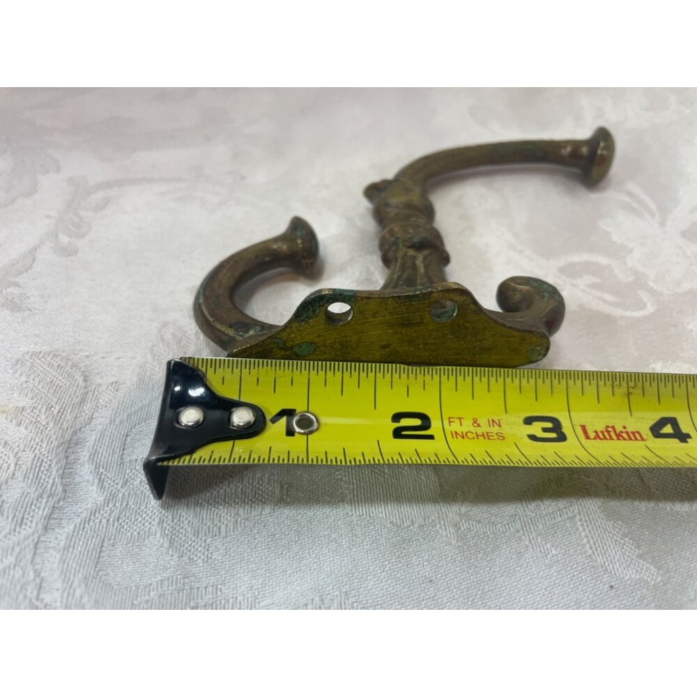Antique Victorian Brass Double Coat Hook By Adams & Westlake Co. - Picture 4 of 5